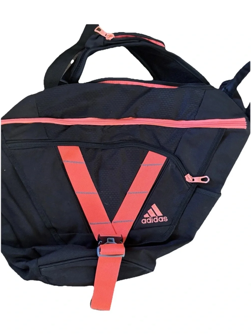 Adidas Sling Bag Backpack Black Pink Crossbody Gym Travel Unisex - Picture 3 of 8